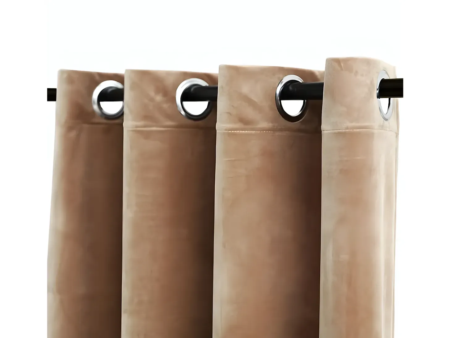 Cortinas opacas con anillas 2 pzas terciopelo beige 140x245 cm ES639829