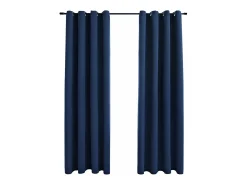 Cortinas opacas con anillas de metal 2 uds azul 140x245 cm ES108639