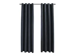 Cortinas opacas con aros de metal 2 piezas antracita 140x245 cm ES568302