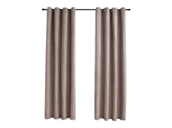 Cortinas opacas con aros de metal 2 piezas gris topo 140x245 cm ES354195