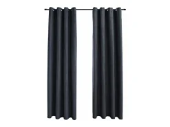 Cortinas opacas con aros de metal 2 piezas antracita 140x175 cm ES547121