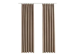 Cortinas opacas con ganchos 2 piezas gris topo 140x225 cm ES183665