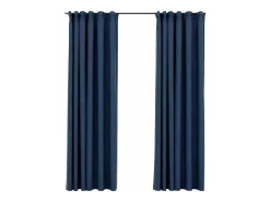 Cortinas opacas con ganchos look de lino 2 pzas azul 140x225 cm ES885474