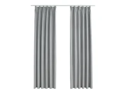 Cortinas opacas con ganchos 2 piezas gris 140x175 cm ES885539