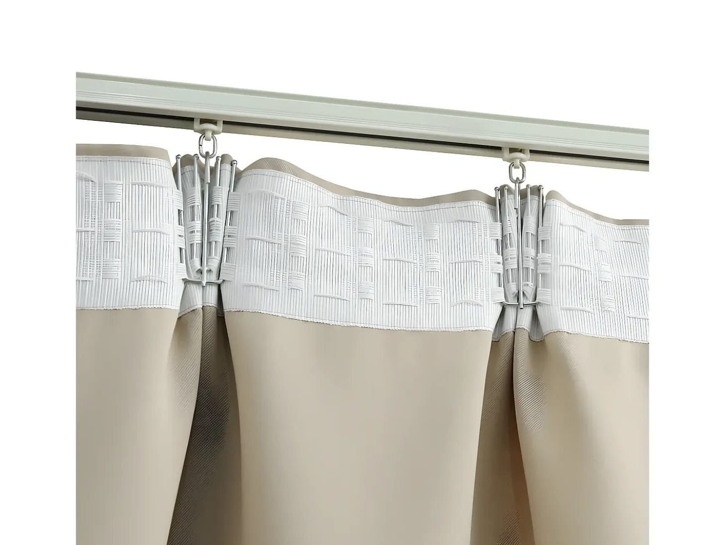 Cortinas opacas con ganchos 2 unidades beige 140x175 cm ES128639