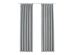 Cortinas opacas con ganchos 2 piezas gris 140x225 cm ES497726