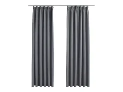 Cortinas opacas con ganchos 2 piezas gris 140x225 cm ES533965