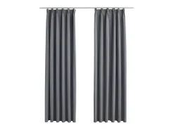 Cortinas opacas con ganchos 2 unidades gris 140x175 cm ES801075