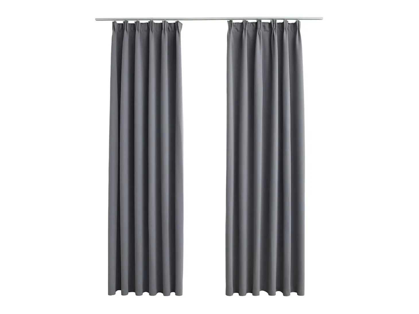 Cortinas opacas con ganchos 2 unidades gris 140x175 cm ES801075