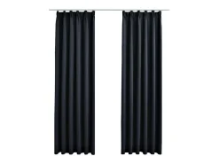 Cortinas opacas con ganchos 2 unidades gris antracita 140x175cm ES800593