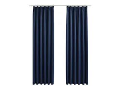 Cortinas opacas con ganchos 2 unidades azul 140x245 cm ES421948
