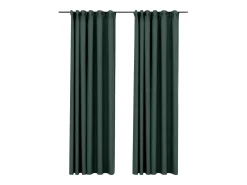 Cortinas opacas con ganchos look de lino 2 pzas verde 140x245cm ES226222