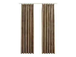 Cortinas opacas con ganchos 2 uds terciopelo beige 140x245 cm ES506460