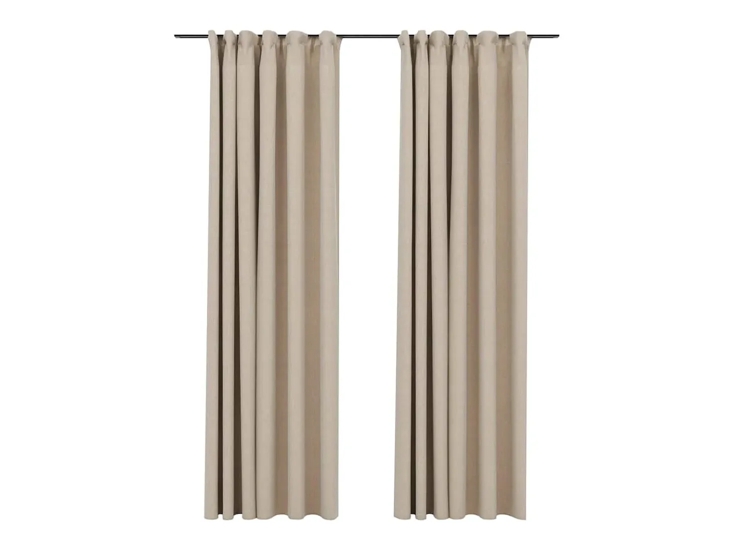 Cortinas opacas con ganchos look de lino 2 pzas beige 140x245cm ES121491