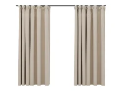 Cortinas opacas con ganchos look de lino 2 pzas beige 140x175cm ES560305