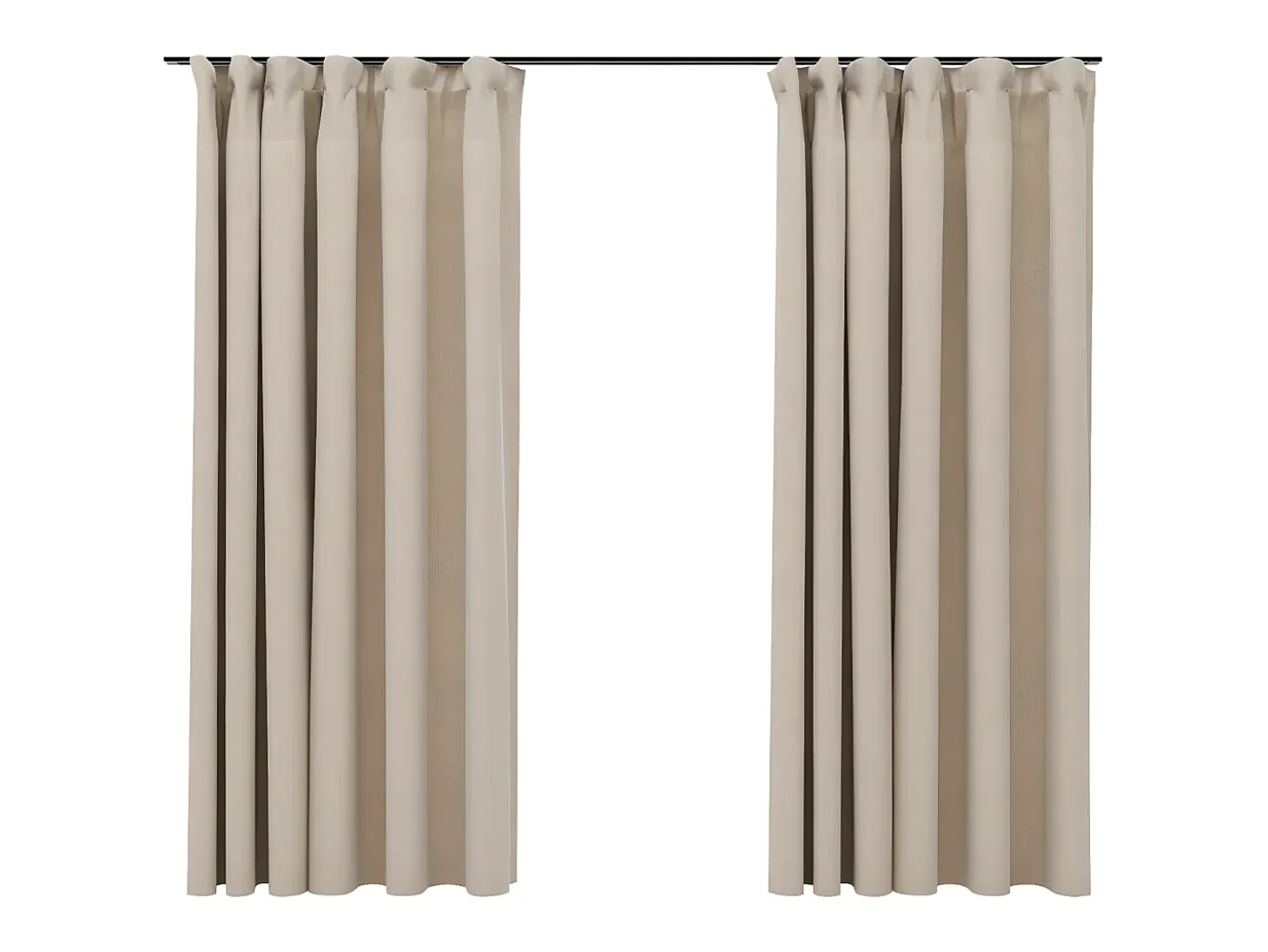 Cortinas opacas con ganchos look de lino 2 pzas beige 140x175cm ES560305