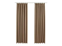 Cortinas opacas con ganchos 2 piezas gris topo 140x245 cm ES657895