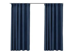 Cortinas opacas con ganchos look de lino 2 pzas azul 140x175 cm ES351106