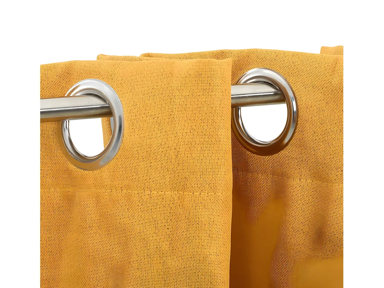 Cortinas opacas con ojales look lino 2 pzas amarillo 140x225 cm ES831582