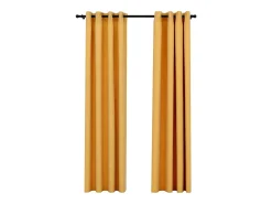 Cortinas opacas con ojales look lino 2 pzas amarillo 140x225 cm ES831582