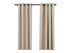 Cortinas opacas con ojales look de lino 2 pzas beige 140x175 cm ES864413