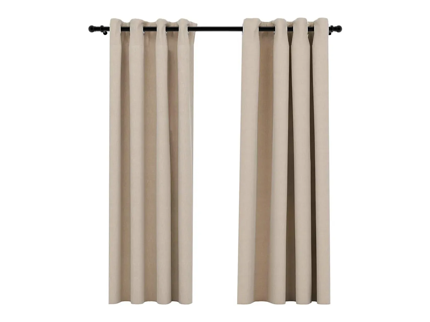 Cortinas opacas con ojales look de lino 2 pzas beige 140x175 cm ES864413