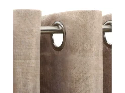 Cortinas opacas con ojales look de lino 2 pzas beige 140x175 cm ES864413