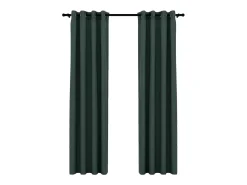Cortinas opacas con ojales look de lino 2 pzas verde 140x245 cm ES709708