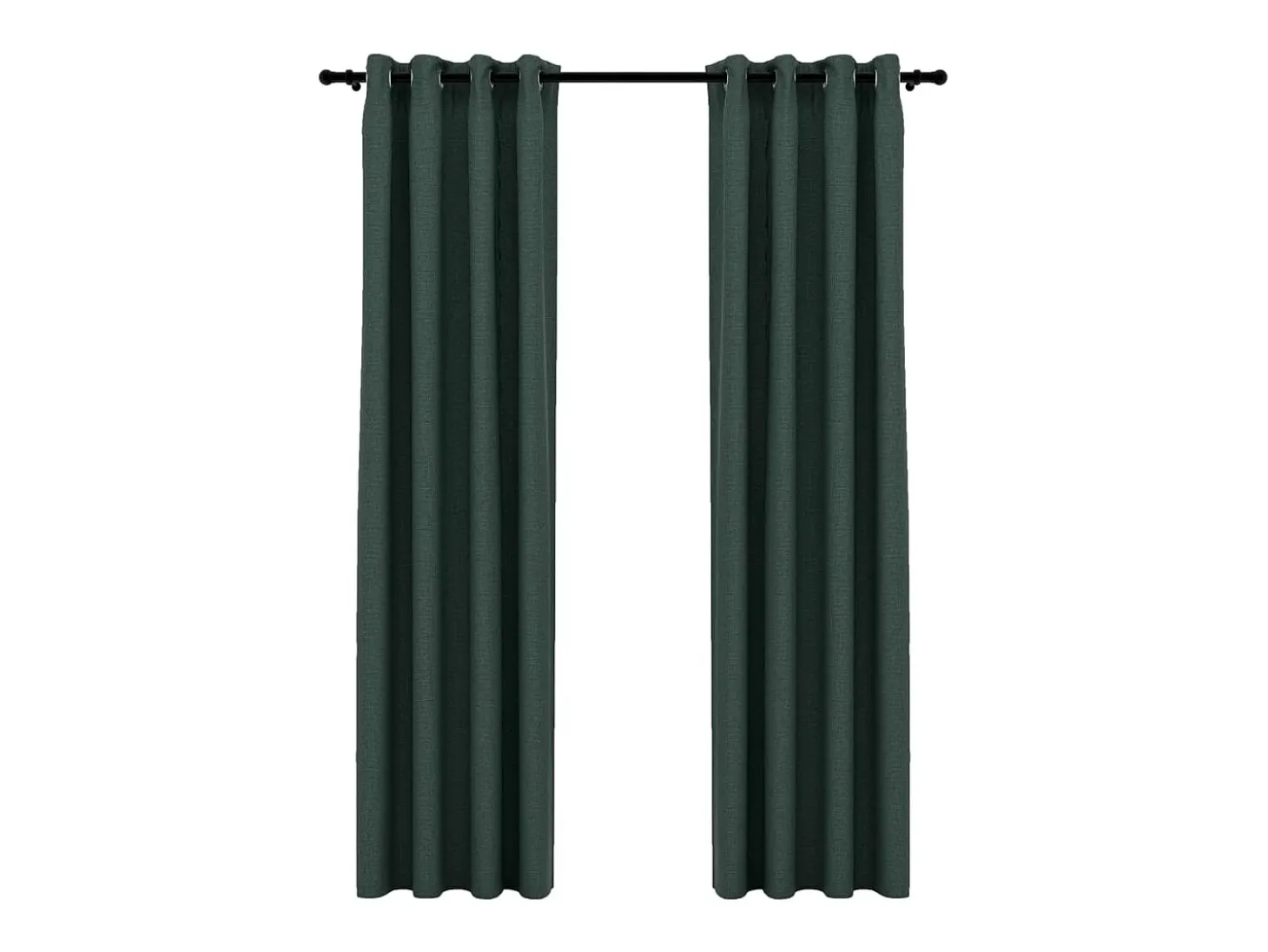 Cortinas opacas con ojales look de lino 2 pzas verde 140x245 cm ES709708