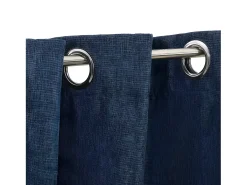 Cortinas opacas con ojales look de lino 2 pzas azul 140x225 cm ES170742