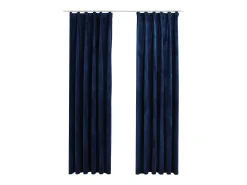 Cortinas opacas ganchos 2 pzas terciopelo azul oscuro 140x175cm ES652844
