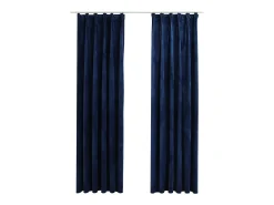 Cortinas opacas ganchos 2 pzas terciopelo azul oscuro 140x225cm ES142189