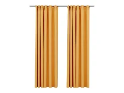 Cortinas opacas ganchos look de lino 2 pzas amarillo 140x245 cm ES127416