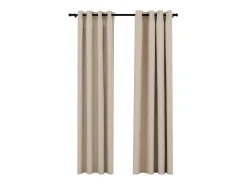 Cortinas opacas ojales look de lino 2 pzas beige 140x245 cm ES506361