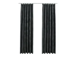 Cortinas opacas y ganchos 2 uds terciopelo antracita 140x245 cm ES576395