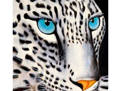 Cuadro al óleo Leopardo blanco pintado a mano