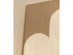 Cuadro decorativo sobre lienzo de lino con marco de madera marrón oscuro pintado artesanalmente con pintura al oleo de 60x80cm - MARLENE - DECOWOOD