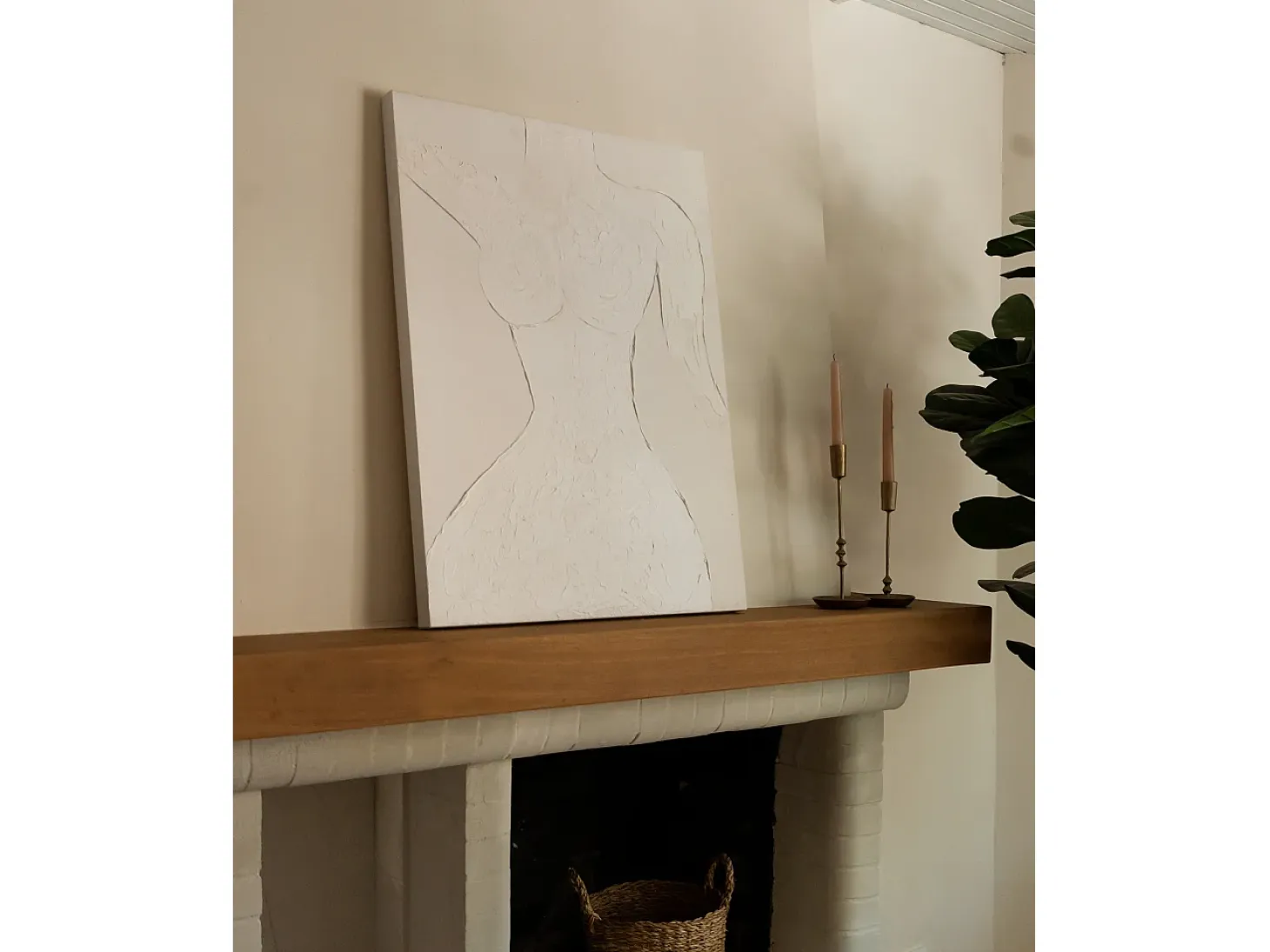 Cuadro decorativo sobre lienzo de algodón con marco de madera blanco pintado artesanalmente con pintura al oleo de 80x100cm - GALA - DECOWOOD