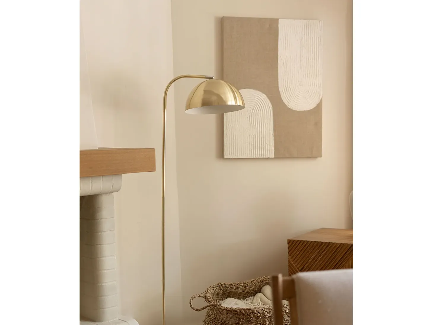 Cuadro decorativo sobre lienzo de lino con marco de madera marrón claro pintado artesanalmente con pintura al oleo de 60x80cm - NIKI - DECOWOOD