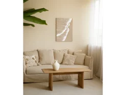 Cuadro decorativo sobre lienzo de lino con marco de madera blanco pintado artesanalmente con pintura al oleo de 60x80cm - ADRIANA - DECOWOOD