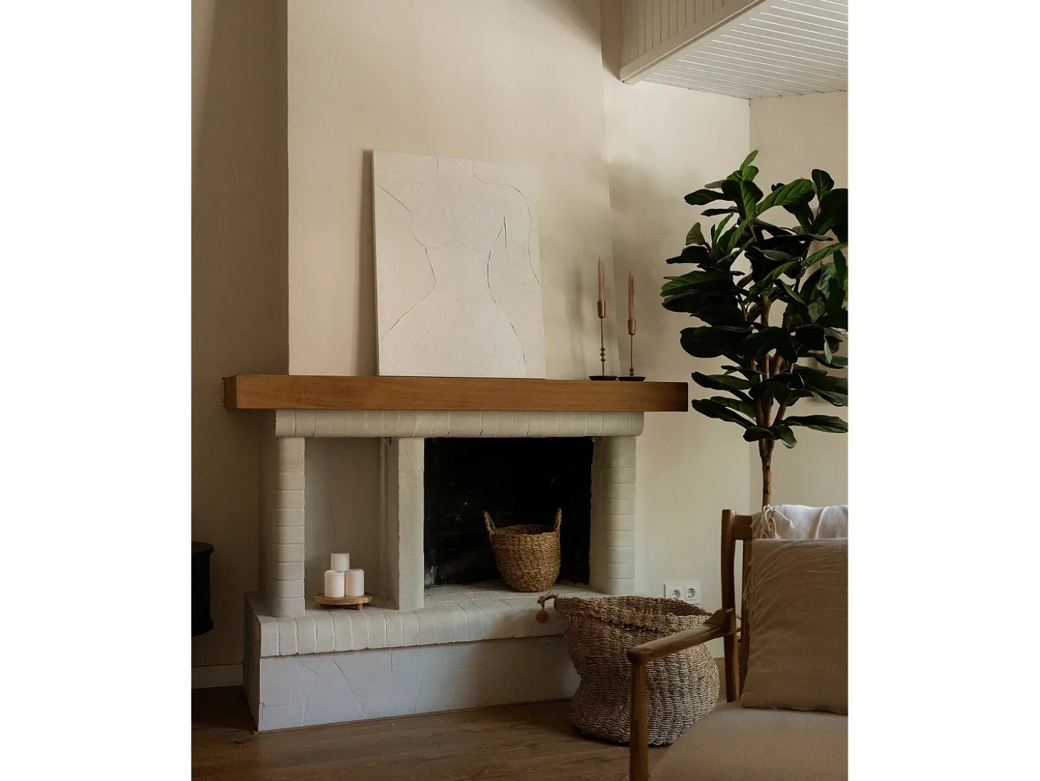 Cuadro decorativo sobre lienzo de algodón con marco de madera blanco pintado artesanalmente con pintura al oleo de 100x150cm - LEO - DECOWOOD