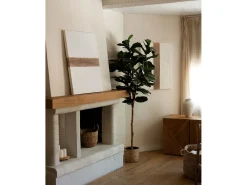 Cuadro decorativo sobre lienzo de algodón con marco de madera marrón claro pintado artesanalmente con pintura al oleo de 100x150cm - BRISA - DECOWOOD