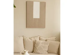 Cuadro decorativo sobre lienzo de lino con marco de madera blanco pintado artesanalmente con pintura al oleo de 100x150cm - NIMBA - DECOWOOD