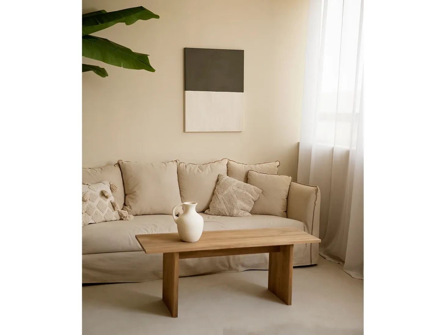 Cuadro decorativo sobre lienzo de algodón con marco de madera negro pintado artesanalmente con pintura al oleo de 100x150cm - MARINA - DECOWOOD