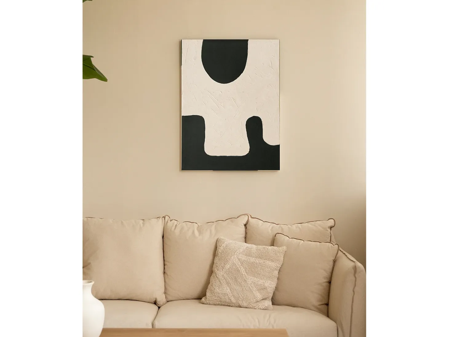 Cuadro decorativo sobre lienzo de algodón con marco de madera negro pintado artesanalmente con pintura al oleo de 100x150cm - VARO - DECOWOOD