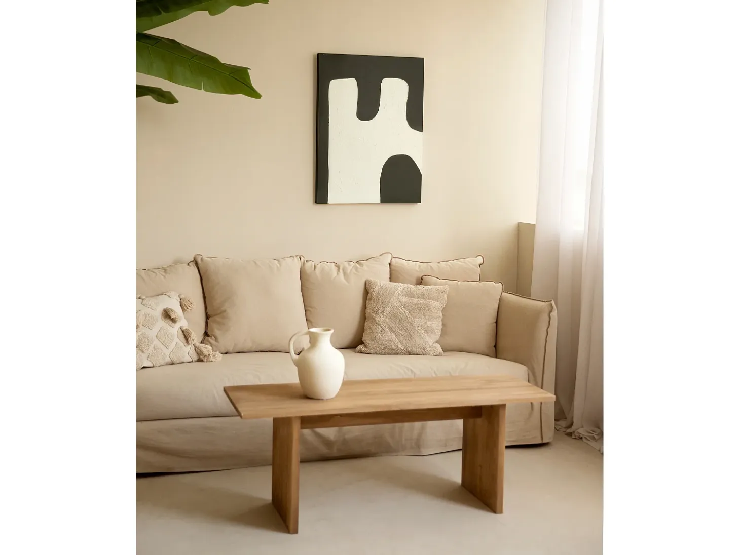 Cuadro decorativo sobre lienzo de algodón con marco de madera blanco pintado artesanalmente con pintura al oleo de 60x80cm - KIKA - DECOWOOD