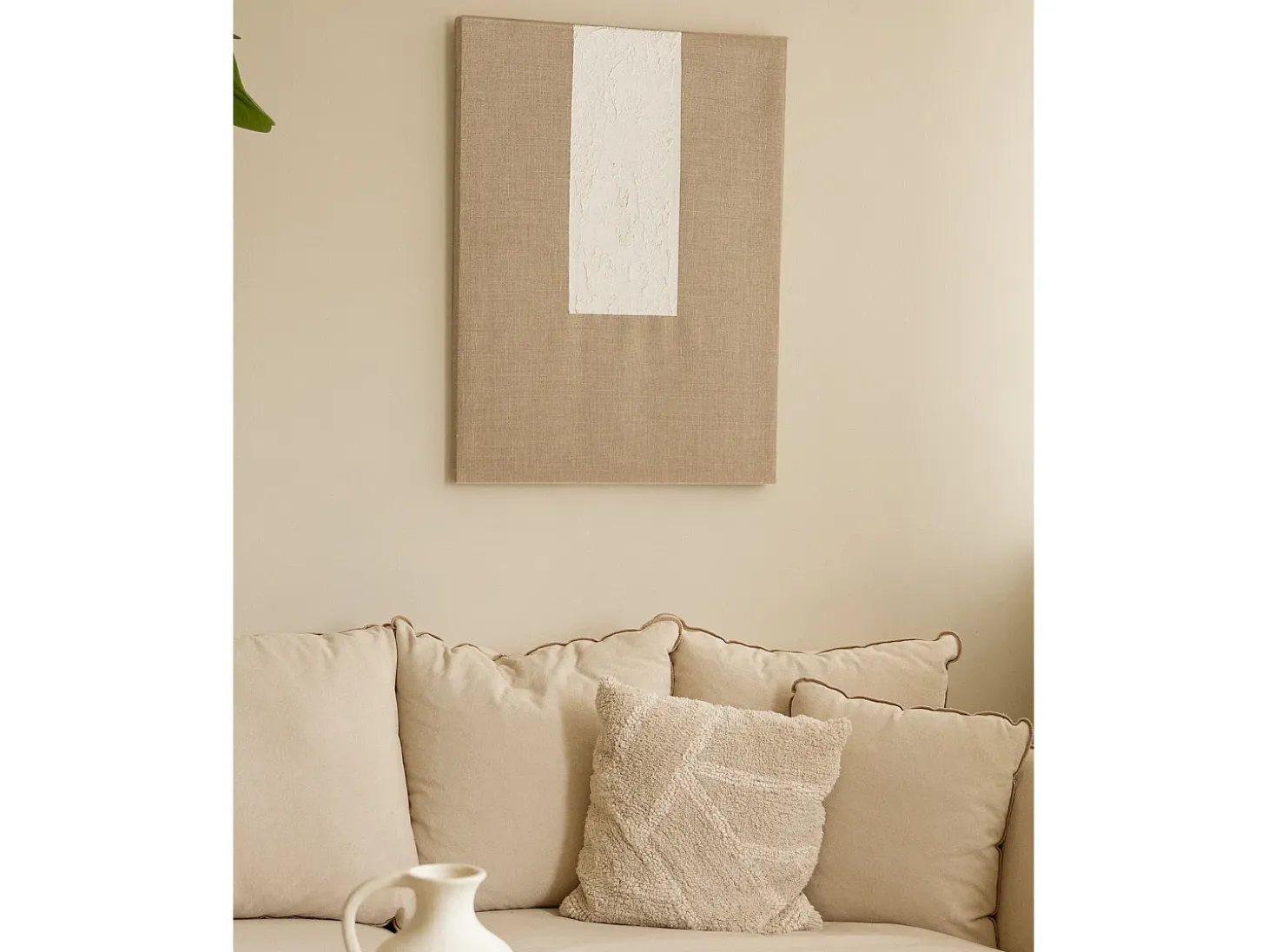 Cuadro decorativo sobre lienzo de lino con marco de madera blanco pintado artesanalmente con pintura al oleo de 80x100cm - NIMBA - DECOWOOD