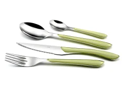 Cubertería de 24 piezas Eclat Pastel Verde - Juego Moderno de Acero Inoxidable con Mango Verde Pastel