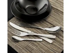 Cubertería Étnica de 24 Piezas en Acero Inoxidable con Decoración Martillada - Estuche de Regalo