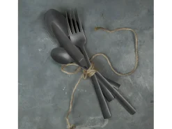 Cubertería Vintage Negra de Acero Inoxidable Mate de 16 Piezas